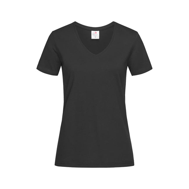 Black Opal - Front - Stedman Womens-Ladies Classic V Neck Tee
