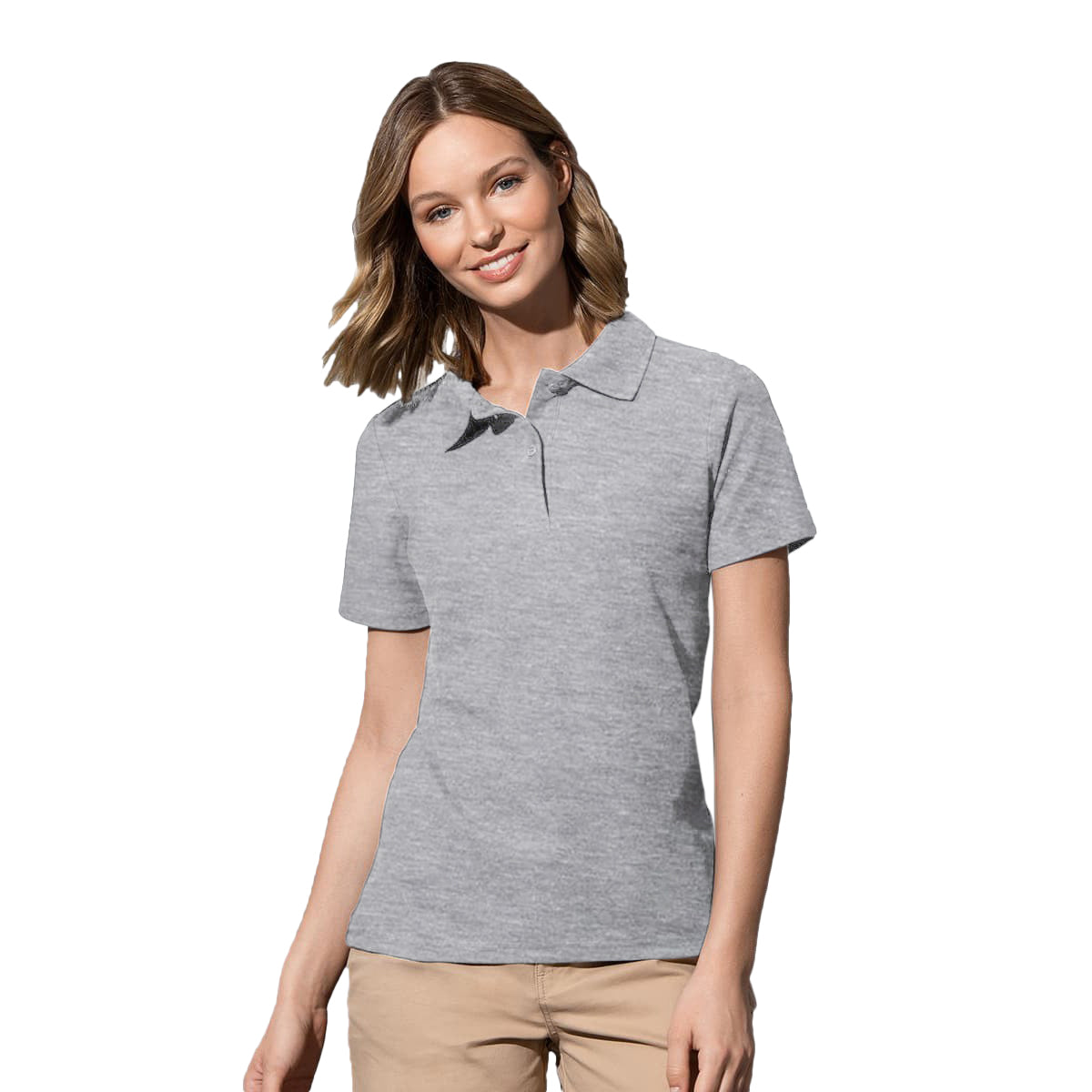 Heather Grey - Back - Stedman Womens-Ladies Cotton Polo