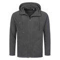 Grey Steel - Front - Stedman Mens Active Hooded Fleece Jacket