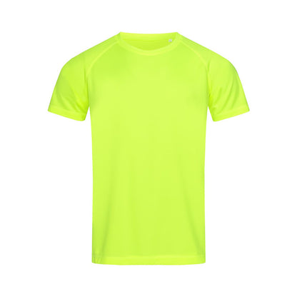 Cyber Yellow - Front - Stedman Mens Active Raglan Mesh T-Shirt