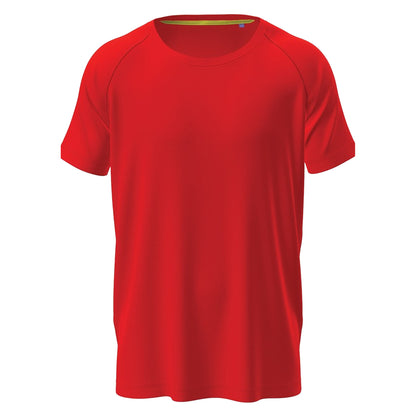Scarlet Red - Front - Stedman Mens Active Raglan Mesh T-Shirt