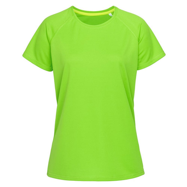 Kiwi Green - Front - Stedman Womens-Ladies Raglan Mesh T-Shirt