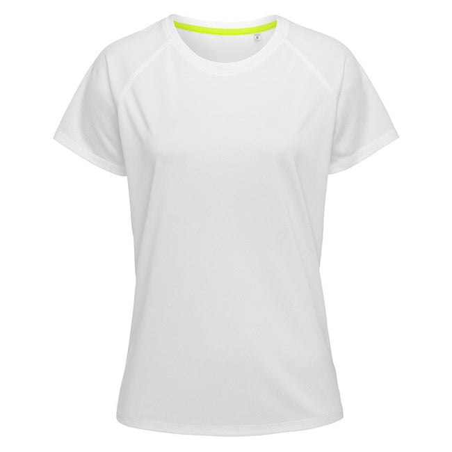 White - Front - Stedman Womens-Ladies Raglan Mesh T-Shirt