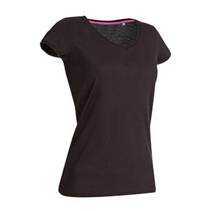 Black Opal - Back - Stedman Womens-Ladies Megan V Neck Tee