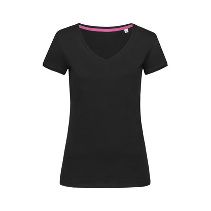 Black Opal - Front - Stedman Womens-Ladies Megan V Neck Tee