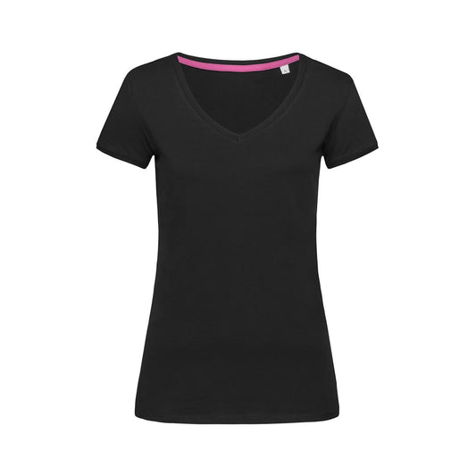 Black Opal - Front - Stedman Womens-Ladies Megan V Neck Tee