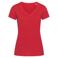 Pepper Red - Front - Stedman Womens-Ladies Janet Organic V Neck Tee