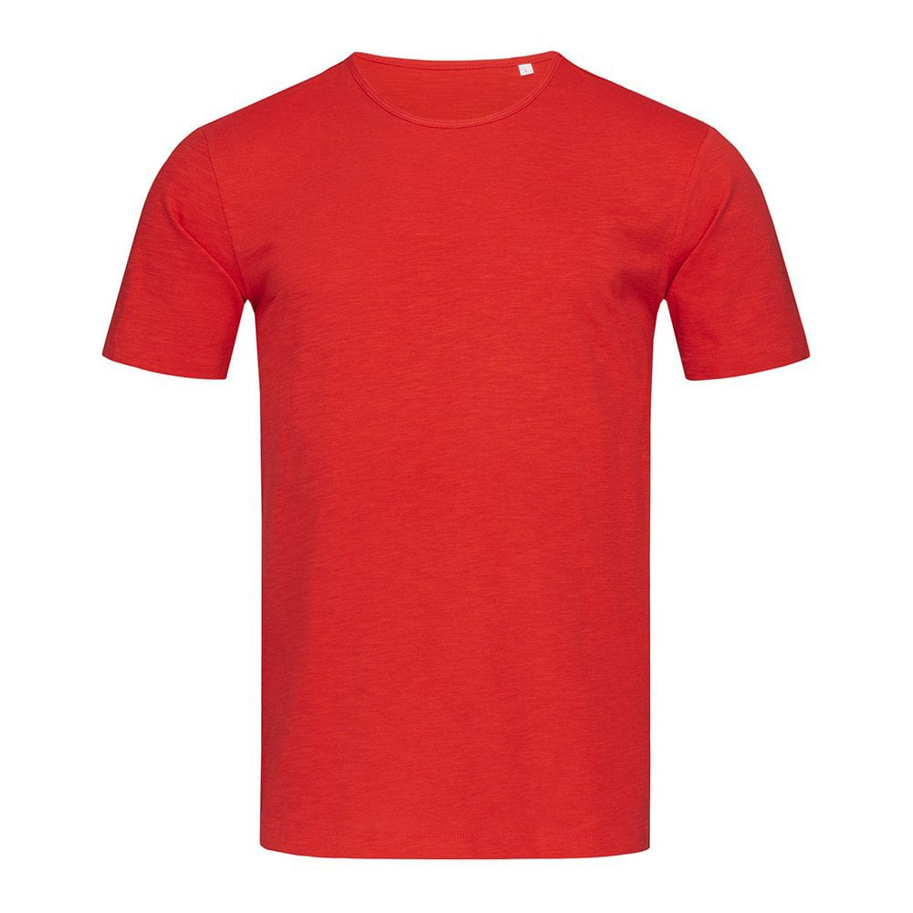 Crimson Red - Front - Stedman Stars Mens Shawn Slub Crew Neck Tee