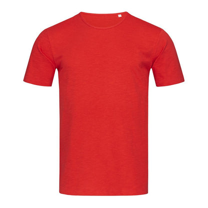 Crimson Red - Front - Stedman Stars Mens Shawn Slub Crew Neck Tee