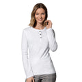 White - Back - Stedman Womens-Ladies Sharon Slub Henley Long Sleeved Tee