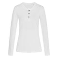 White - Front - Stedman Womens-Ladies Sharon Slub Henley Long Sleeved Tee