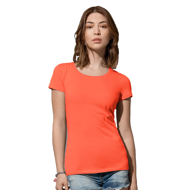 Salmon Pink - Back - Stedman Womens-Ladies Claire Crew Neck Tee