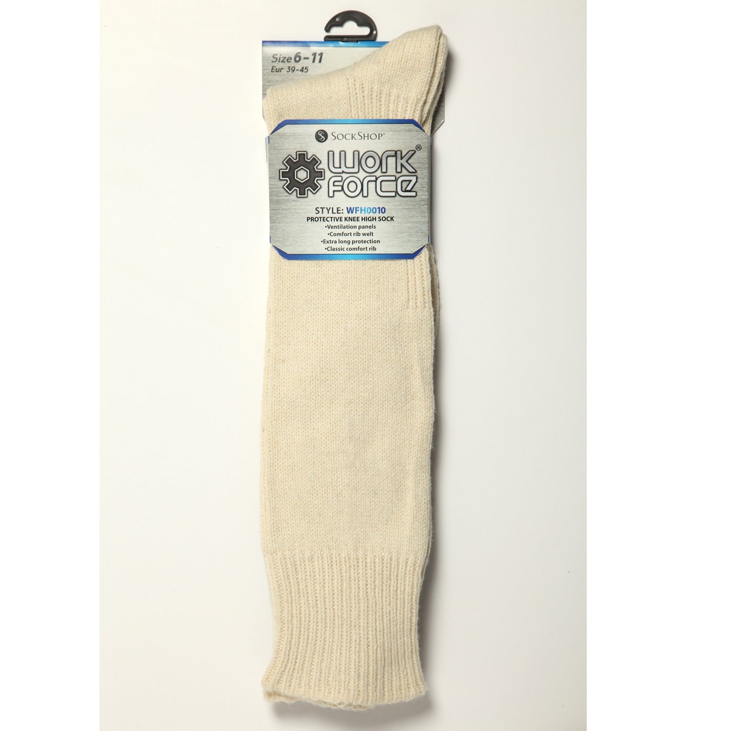 Natural - Front - Work Force Mens Sea Boot Sock