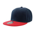 Navy-Red - Front - Atlantis Snap Back Flat Visor 6 Panel Cap (Pack of 2)