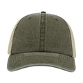 Olive - Back - Atlantis Unisex Case Pigment Dyed 6 Panel Trucker Cap