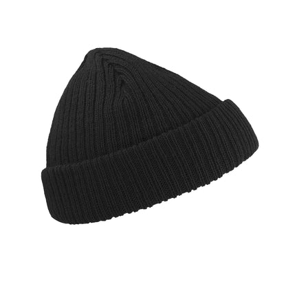 Black - Back - Atlantis Unisex Docker Short Beanie With Turn Up