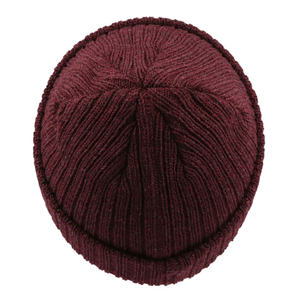 Burgundy Melange - Back - Atlantis Unisex Docker Short Beanie With Turn Up