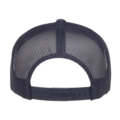 Navy - Back - Atlantis Unisex Snap 90s Flat Visor 5 Panel Trucker Cap