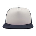 White-Navy - Side - Atlantis Unisex Snap 90s Flat Visor 5 Panel Trucker Cap