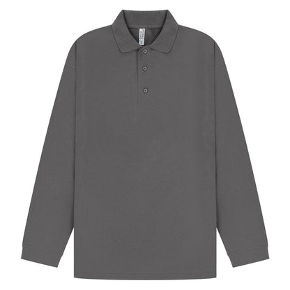 Charcoal - Front - Casual Classic Mens Long Sleeve Polo