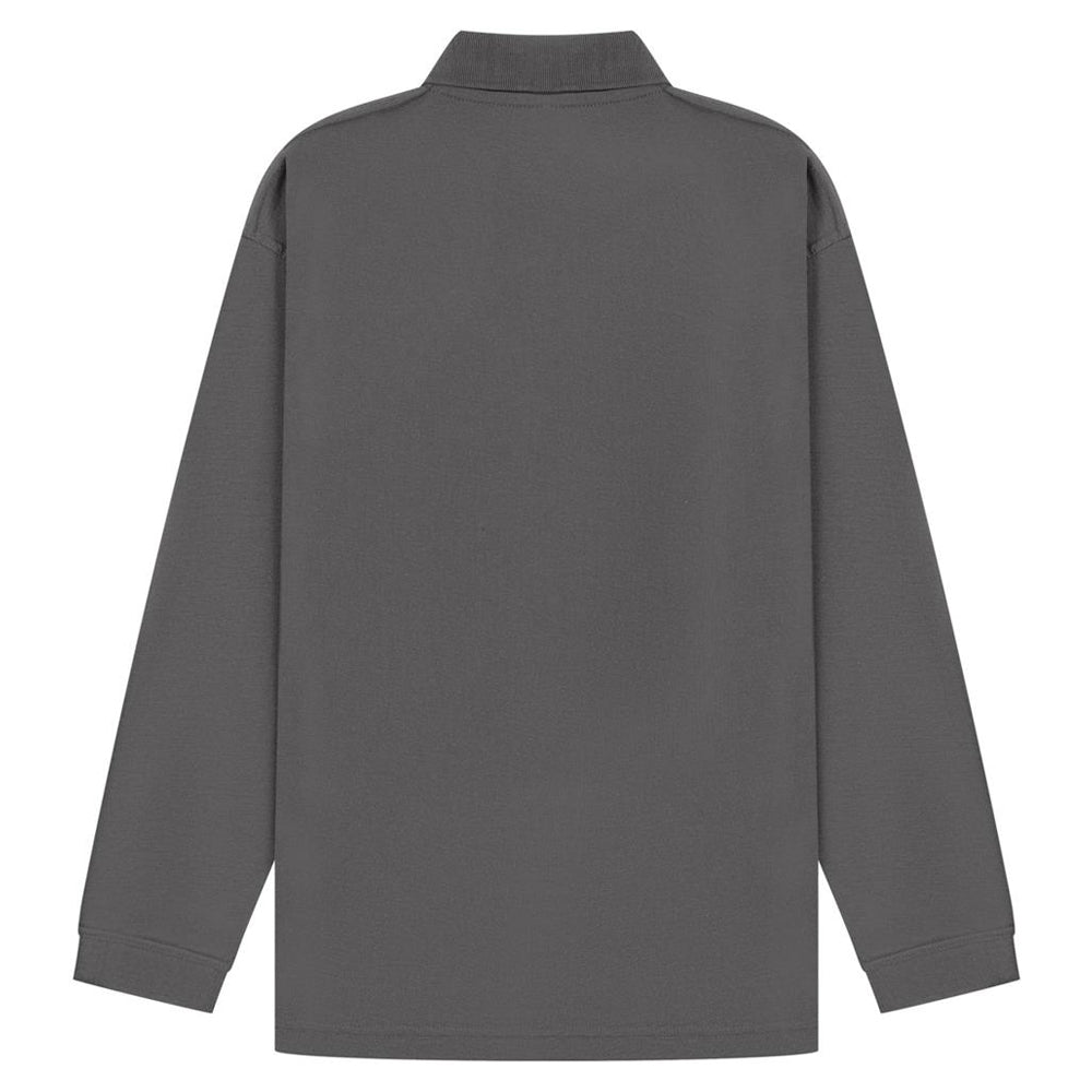 Charcoal - Back - Casual Classic Mens Long Sleeve Polo