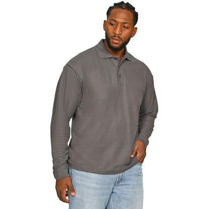 Charcoal - Side - Casual Classic Mens Long Sleeve Polo