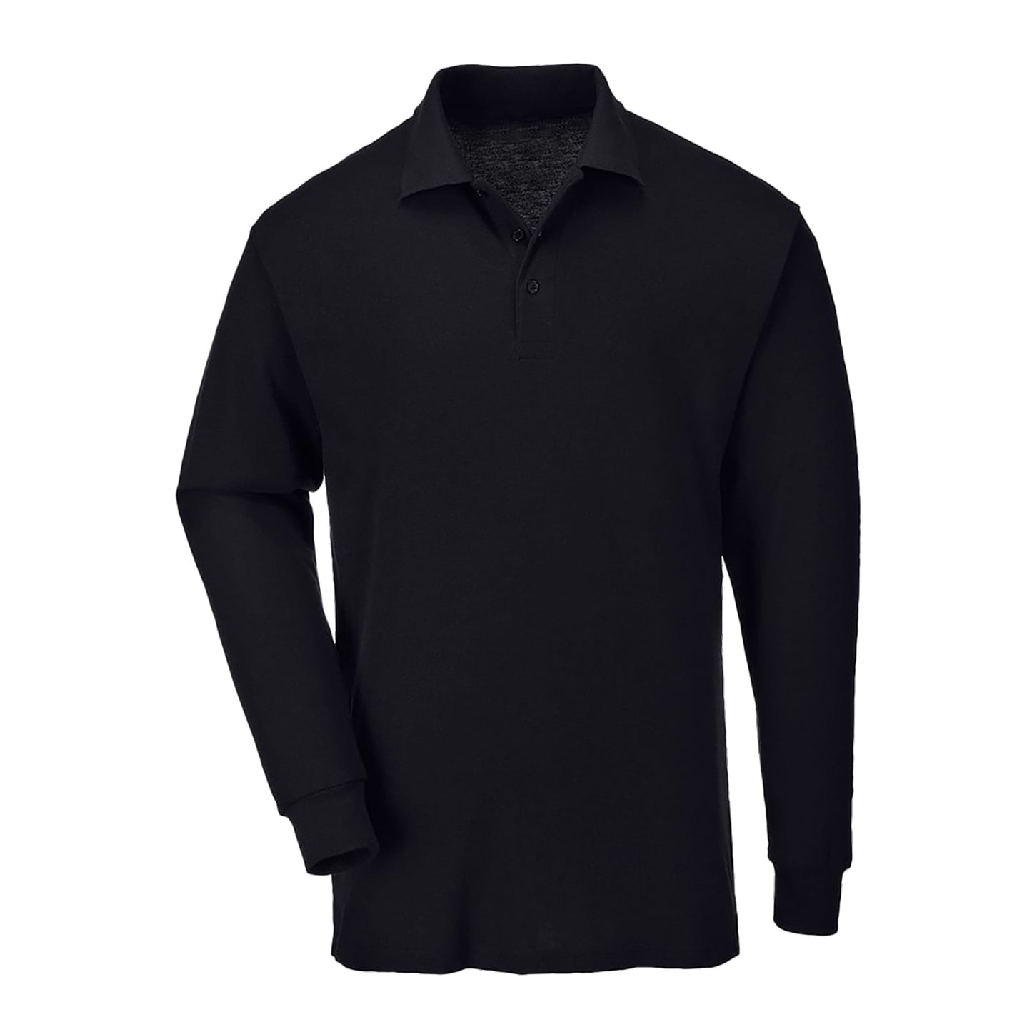Black - Back - Casual Classic Mens Long Sleeve Polo