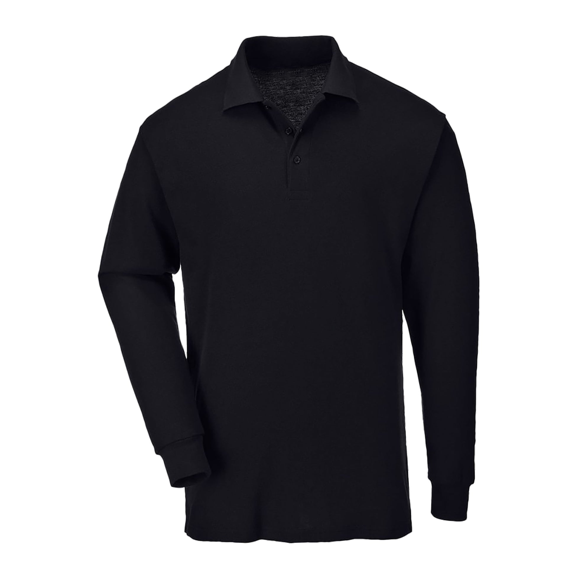 Black - Back - Casual Classic Mens Long Sleeve Polo