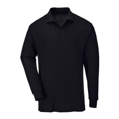 Black - Back - Casual Classic Mens Long Sleeve Polo