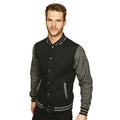 Black-Charcoal - Back - Casual Classic Mens Varsity Jacket