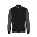 Black-Charcoal - Front - Casual Classic Mens Varsity Jacket