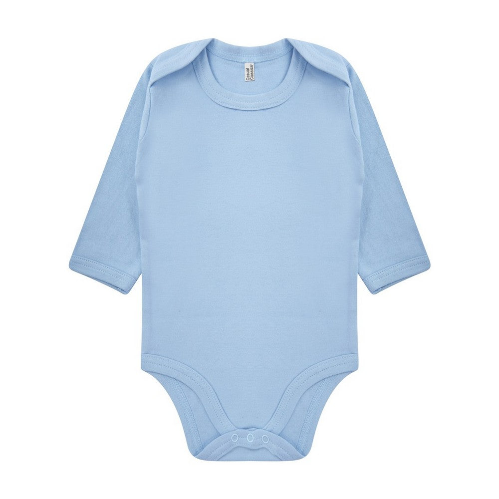 Light Blue - Front - Casual Classics Baby Long-Sleeved Bodysuit