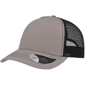 Grey-Black - Front - Atlantis Rapper Canvas 5 Panel Trucker Cap