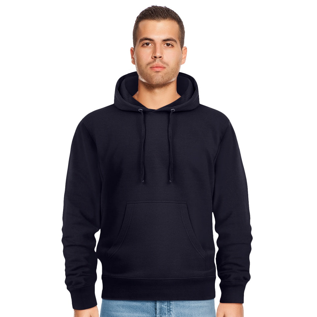 Navy - Side - Casual Classics Mens Ringspun Cotton Hoodie