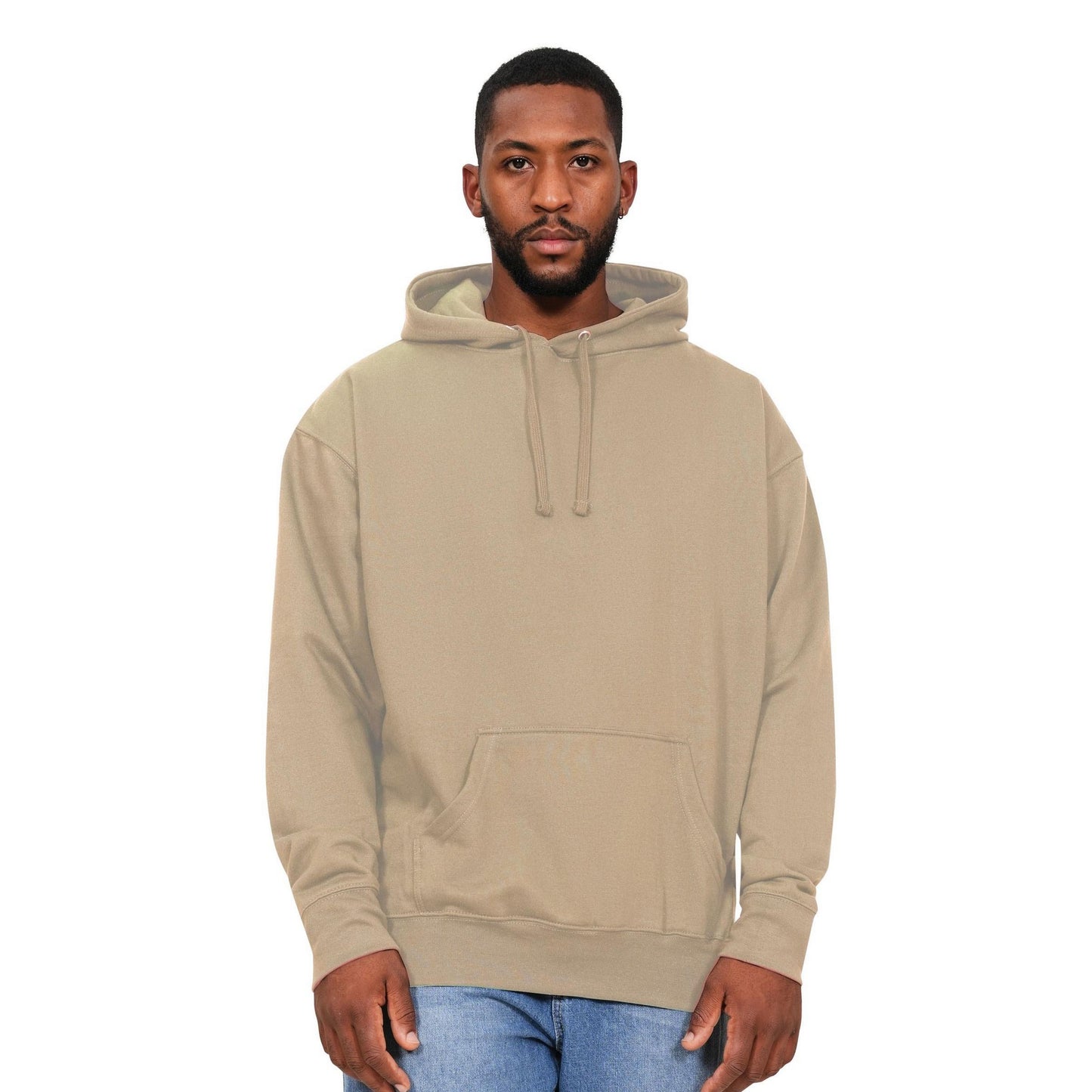 Ecru - Front - Casual Classics Mens Ringspun Cotton Hoodie