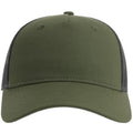 Olive-Black - Front - Atlantis Unisex Adult Zion 6 Panel Recycled Trucker Cap