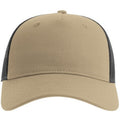 Khaki-Black - Front - Atlantis Unisex Adult Zion 6 Panel Recycled Trucker Cap