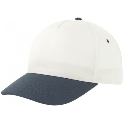 White-Navy - Front - Atlantis Recy Five Recycled Polyester Baseball Cap