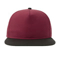 Burgundy-Black - Front - Atlantis Unisex Adult Bank 5 Panel Recycled Snapback Cap