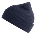 Navy - Front - Atlantis Unisex Adult Nelson Ribbed Organic Cotton Beanie