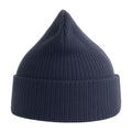 Navy - Side - Atlantis Unisex Adult Nelson Ribbed Organic Cotton Beanie