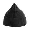 Black - Side - Atlantis Unisex Adult Nelson Ribbed Organic Cotton Beanie