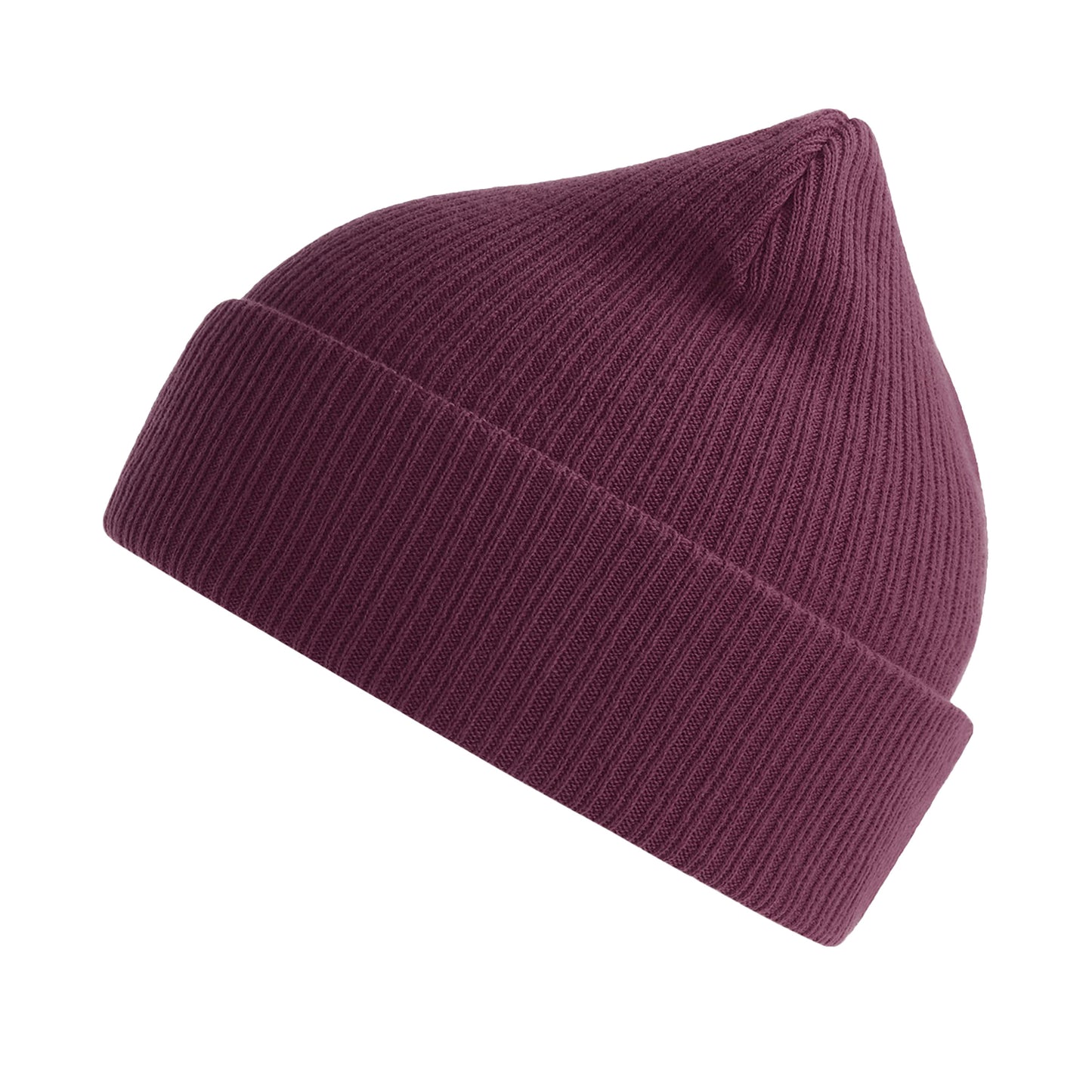Burgundy - Front - Atlantis Unisex Adult Nelson Ribbed Organic Cotton Beanie