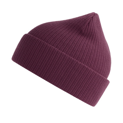 Burgundy - Front - Atlantis Unisex Adult Nelson Ribbed Organic Cotton Beanie