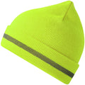 Safety Yellow - Side - Atlantis Unisex Adult Workout Recycled Hi-Vis Beanie