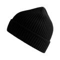 Black - Front - Atlantis Unisex Adult Maple Ribbed Recycled Beanie