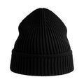 Black - Back - Atlantis Unisex Adult Maple Ribbed Recycled Beanie