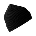 Black - Side - Atlantis Unisex Adult Maple Ribbed Recycled Beanie