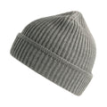 Light Grey Melange - Front - Atlantis Unisex Adult Maple Ribbed Recycled Beanie