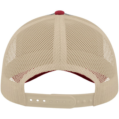 Navy-Burgundy-Khaki - Back - Atlantis Unisex Adult Rapper 5 Panel Canvas Recycled Trucker Cap
